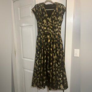 Zarr Collection Elegant Black and Gold Sequined Floral Women's Dress